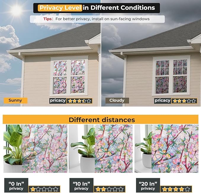 Window Privacy Film Rainbow Film Stained Glass 3D Static Cling Decorative - Image 3