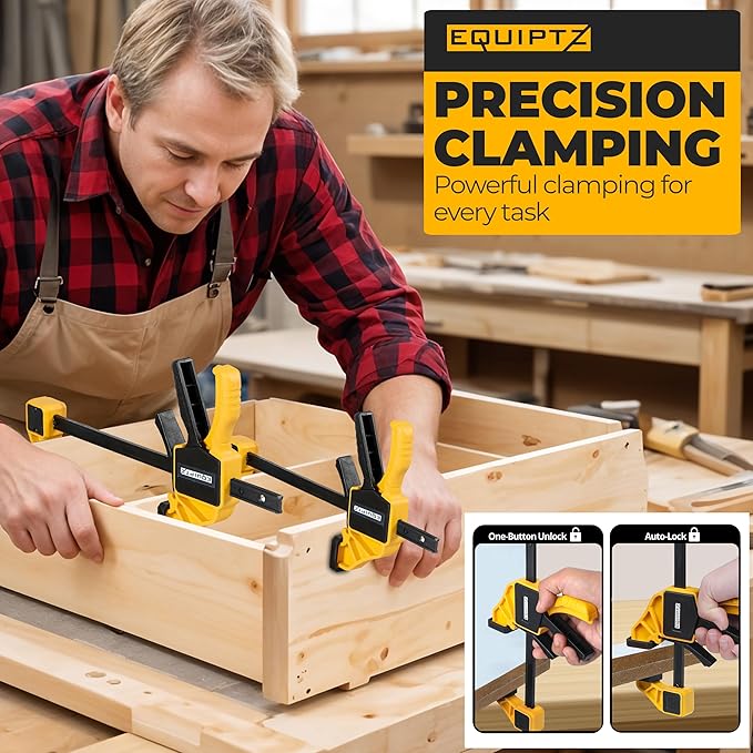 6 Pack Bar Clamps for Woodworking – 2 Pcs 12" & 4 Pcs 6" Quick Grip Clamps Set - Image 5