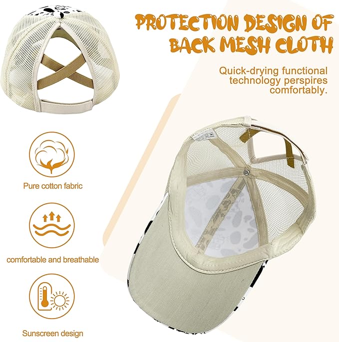 Womens Cow Print Baseball Cap Unisex Adjustable Baseball Hat Casual Cotton Sun Hats for Teen Girls