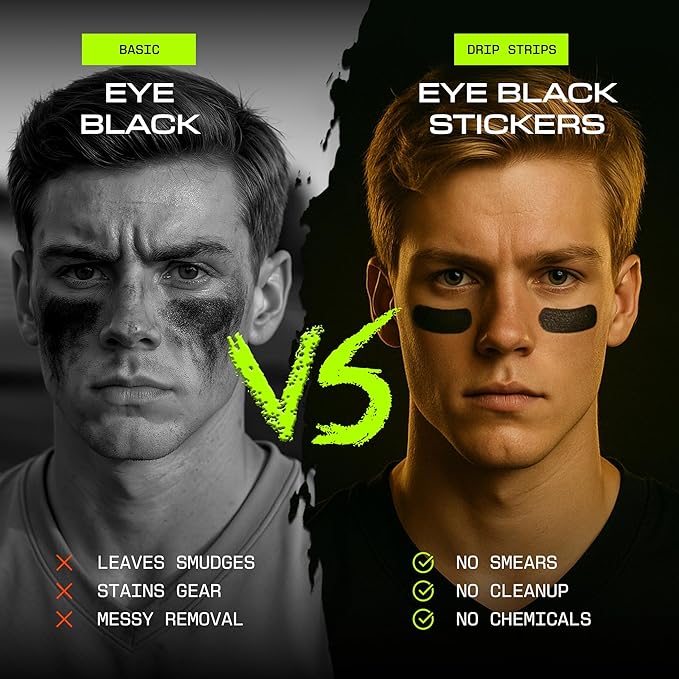 DRIP Strips Pro-Grade Eye Black Stickers, 24 Pairs, Natural Flex & Stretch Eye Black Face Strips, Breathable, Sweat-Proof, Eye Black Baseball, Softball, Football, Lacrosse, Orange Blaze OG Strips