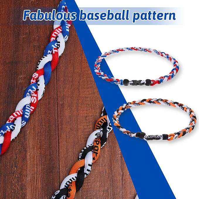 Junkin Baseball Necklaces Three Braided Rope Titanium Necklace for Fans Team Gifts Boys Men Player Softball Sports