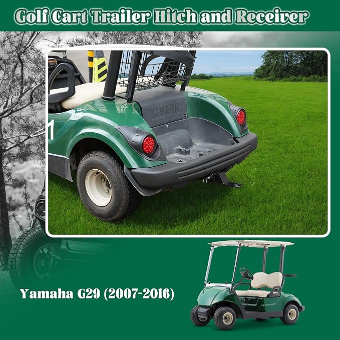 10L0L Golf Cart Rear Chassis Trailer Hitch and Receiver for Yamaha G29 Drive (2007-2016) G&E Golf Cart Model
