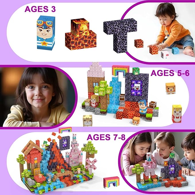 Magnetic Blocks 150 PCS Magnetic Building Blocks, 3+ STEM Montessori Sensory - Image 4