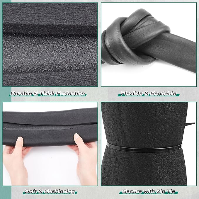 Shappy Golf Simulator Pole Protection Foam, High Density Safety Wrap for Golf Simulator Pole Guard, Bendable & Weather Resistant for Round & Square Poles, Easy Install with Zip Ties