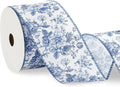 Generic AnyDesign Floral Wired Edge Ribbon Blue Flower Craft Ribbon Chinoiserie by Unknown