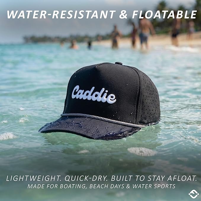Funky Junque Performance Waterproof Golf Rope Hat – Cool Breathable Workout 5 Panel Snapback Cap for Men