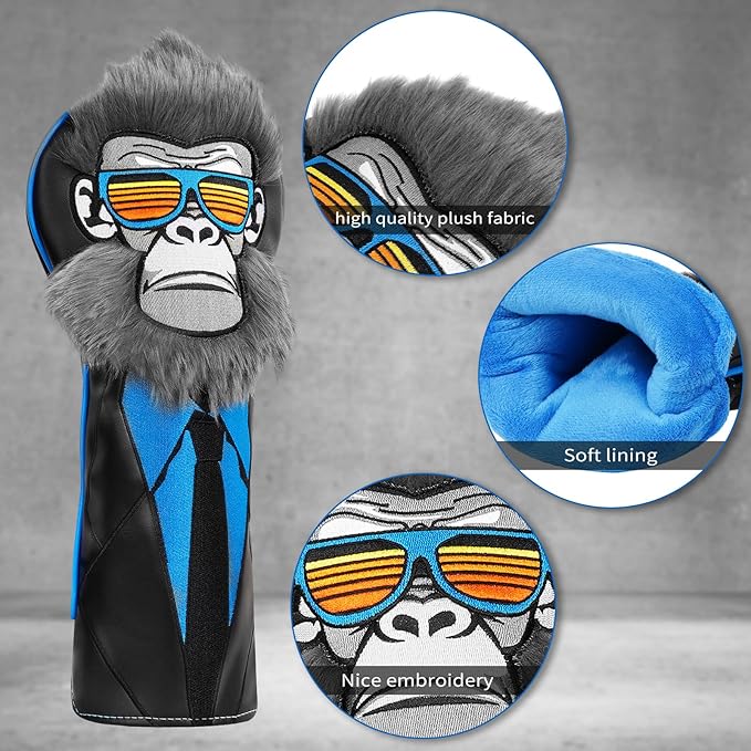 Craftsman Golf Gorilla with Suits Want to Take a Vacation 460CC Driver Headcover Fairway Wood Hybrid Blade Mallet Putter Cover Gift for Men