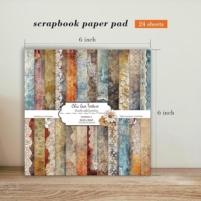 6'' Vintage Lace Scrapbook Paper Pad - Image 3