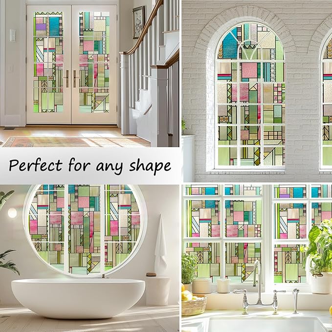 3D Stained Glass Window Privacy Film, Heat Control UV Blocking Static Cling - Image 6