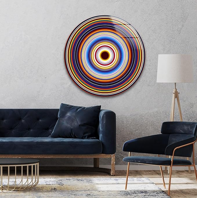 My Photostation.com 15.8'' Diameter Colorful Concentric Circles Round Glass - Image 5