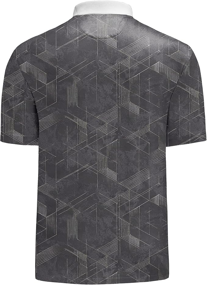 KUYIGO Mens Polo Shirt Quick Dry Moisture Wicking UPF 40+ Performance Printed Short Sleeve Summer Tennis Golf Shirt