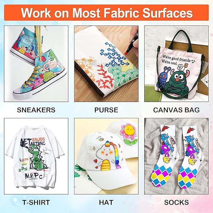 Shuttle Art Fabric Markers Pens, 40 Colors Dual Tip Fabric Markers Permanent No - Image 5