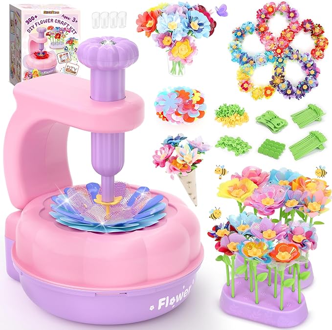 GirlsHome 300+PCS Fabric Flower Bouquets Toys, DIY Flower Crafts Kits by GirlsHome