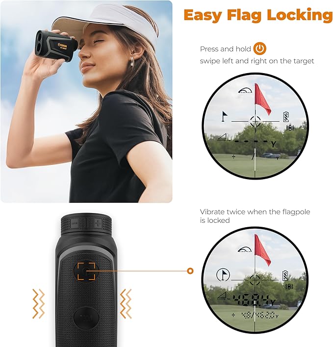 Golf Laser Rangefinder with Slope, CIGMAN 850 Yards Rechargeable Golf Range Finder, Continuous Scan for Hunt, High-Precision LCD Screen Flag Pole Lock Vibration, 6X Magnification