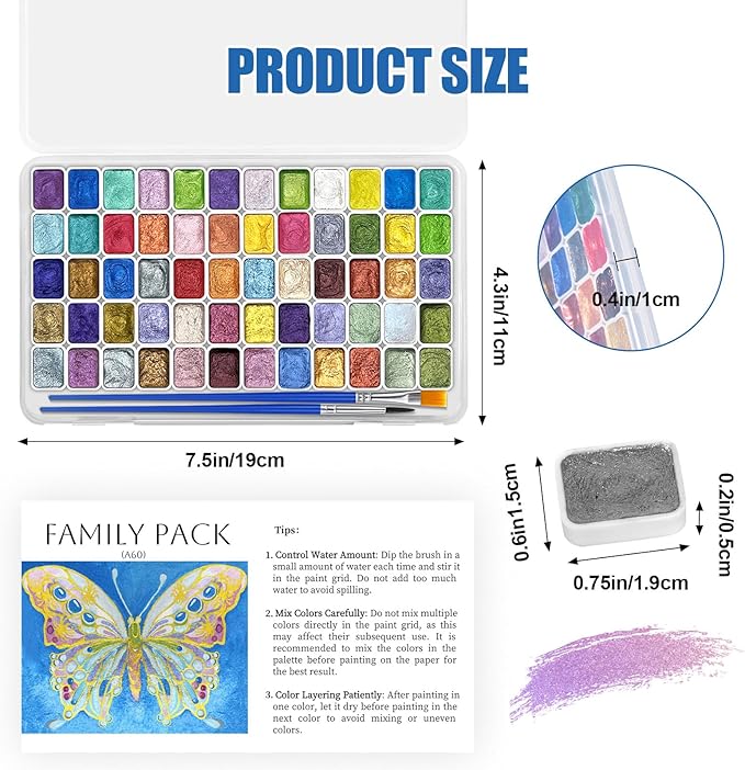 Mini Forestry Shifting Watercolor Painting Set, 60 Color Shifting Watercolor - Image 2