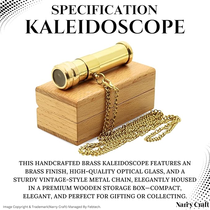 Brass Kaleidoscope with Wooden Box | Handcrafted Vintage Kaleidoscope with - Image 4