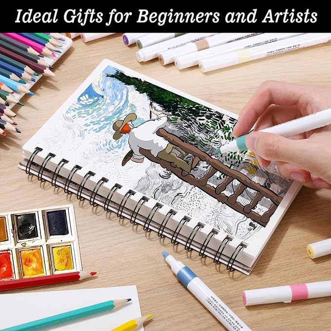 4 Pack Mixed Media Sketchbook, 5.5x8.5 inches Drawing Paper Sketch Book - Image 7