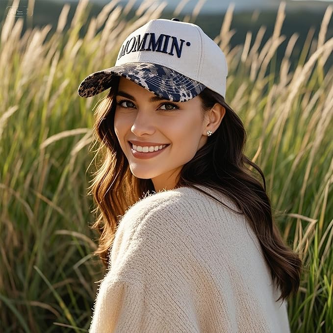 Women’s Mommin Trucker Hat – Vintage Two-Tone Ponytail Baseball Cap, Embroidered Adjustable Hat, Great Gift for Mom & Women