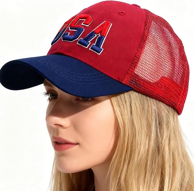 American Flag Patriotic Baseball Cap | Embroidered USA Flag 100% Cotton Adjustable Hat for Men & Women