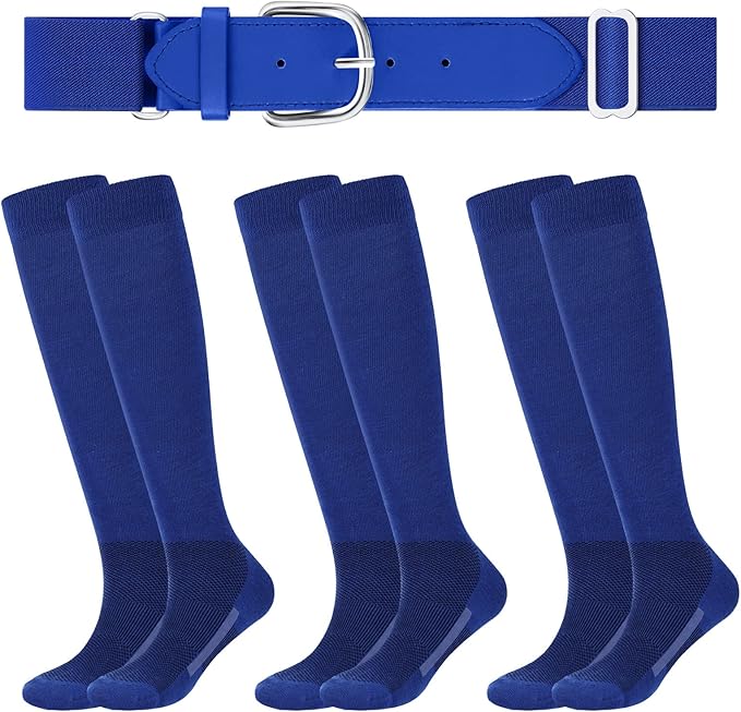Haysandy Baseball or Softball Sock and Belt Combo Set 3 Football Baseball Socks with Softball Belt for Youth Boys Kids