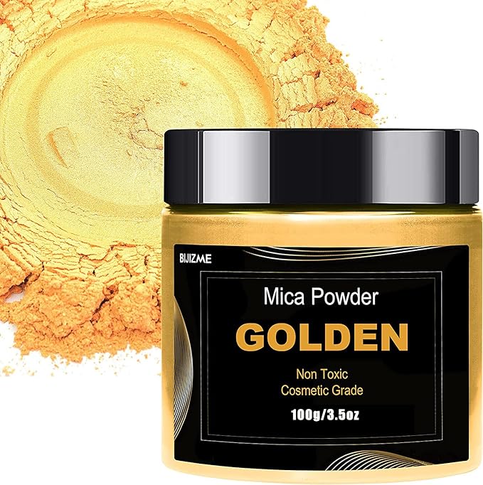 Golden Mica Powder Pigment -Cosmetic Grade Metallic Mica Powder by BIJIZME