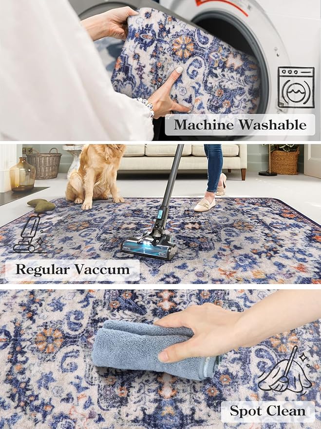 Lahome Round Rug 4ft, Washable Bathroom Rug Non Slip Entryway Circle Mat - Image 6