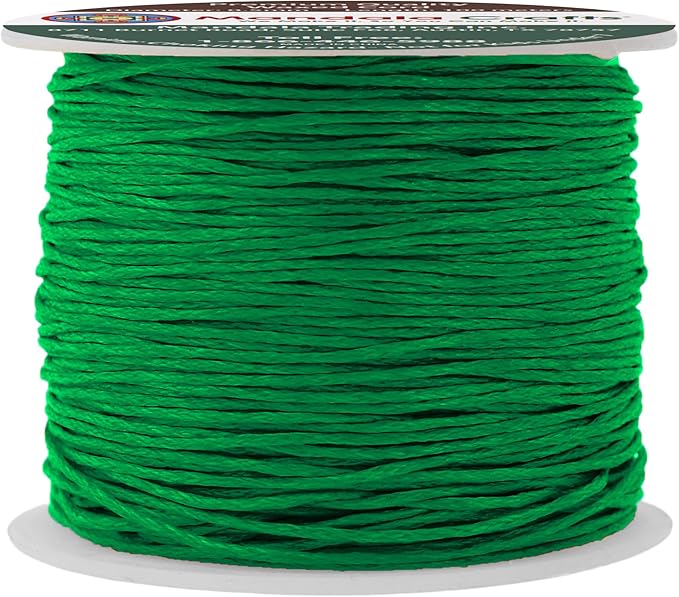 Mandala Crafts 0.5mm 109 Yards Kelly Green Cotton Waxed Cord by MandalaCrafts