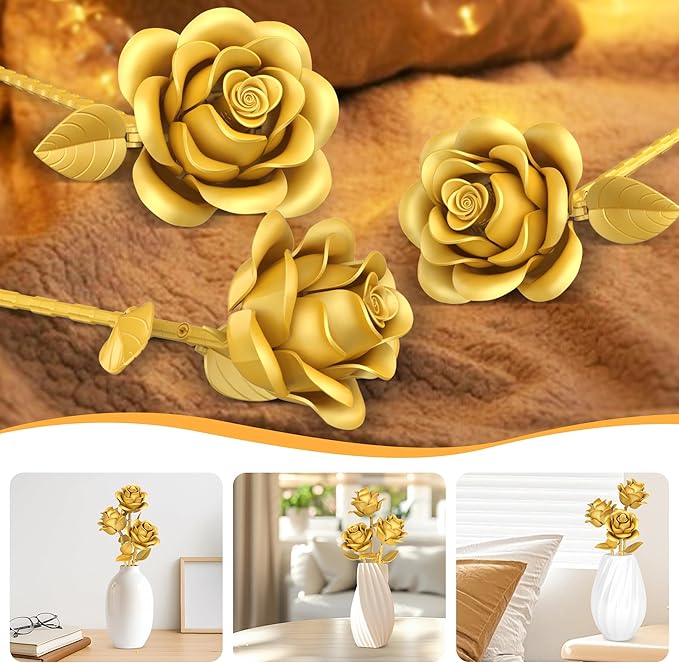 Gold Roses Flower Building Set - Image 4