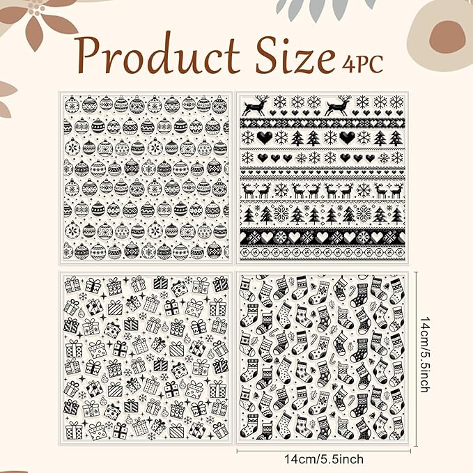 CHGCRAFT 4 Pcs Christmas Polymer Clay Texture Sheets Knitted Patterns Silicone - Image 2