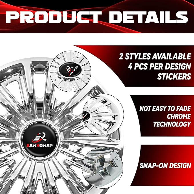 Golf Cart Hub Caps 8 Inch for EZGO/Club Car/Yamaha (Excludes EZGO RXV) Golf Cart Wheels and Tires, Snap-On Installation Wheel Covers Accessories, Premium ABS Plastic, Set of 4, Chrome