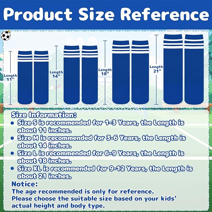 Olreco 1 Pack Toddler Kids Youth Soccer Socks Girls Boys Baseball Socks Youth Knee High Softball Football Accessories Cotton