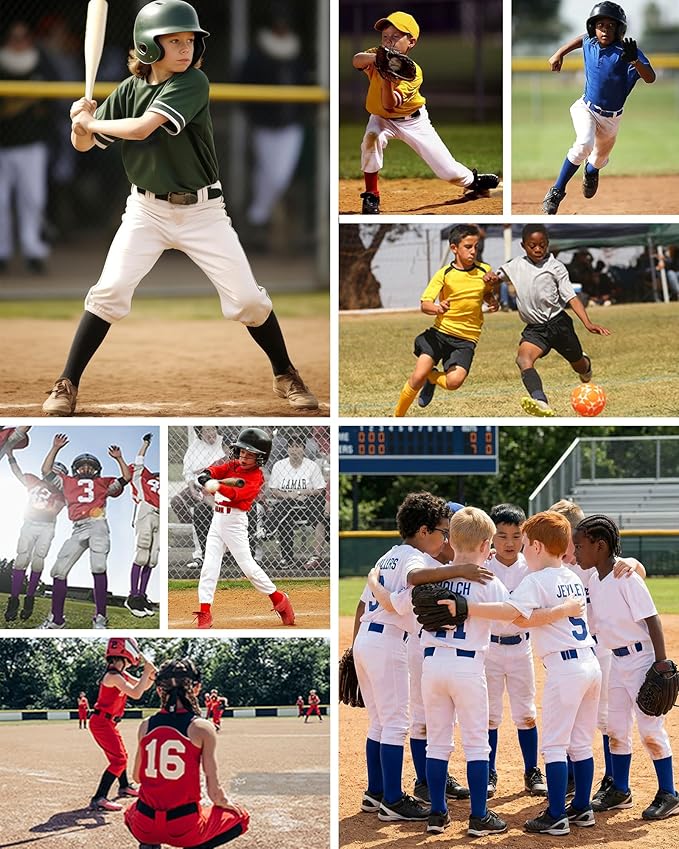 QBK 2T/3T/4T/5T Toddler Baseball Socks And Belt Youth Softball Tee Ball Combo Set for Boy Girl (1 Pairs of Socks & 1 Belt)