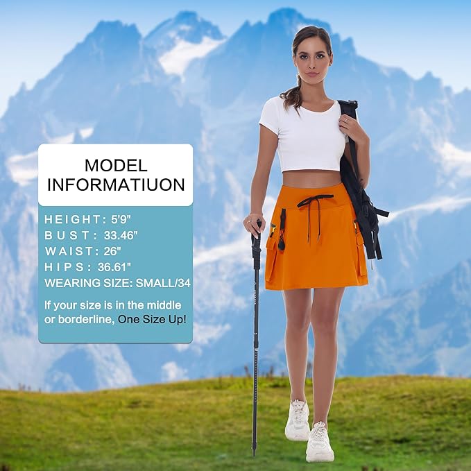 MIVEI Skorts for Woman - Hiking Cargo Skorts with Zipper Pockets, High Waisted Quick Dry Golf Workout, Dressy Casual