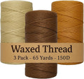 Waxed Thread 3X Wax Thread, 65 Yardx0.8mm Wax String, 150D Waxed Leather String by Kraftex