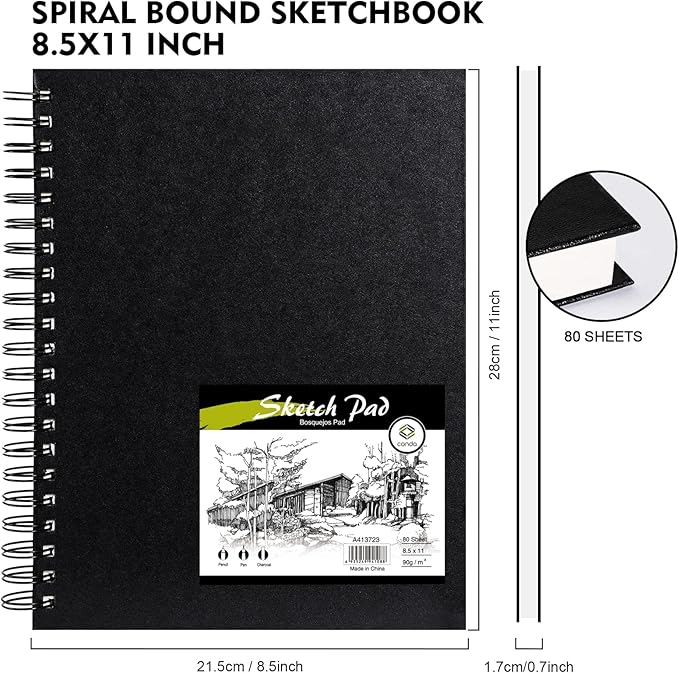 Conda 8.5"x11" Hardbound Sketch Book, Double-Sided Hardcover Sketchbook - Image 5