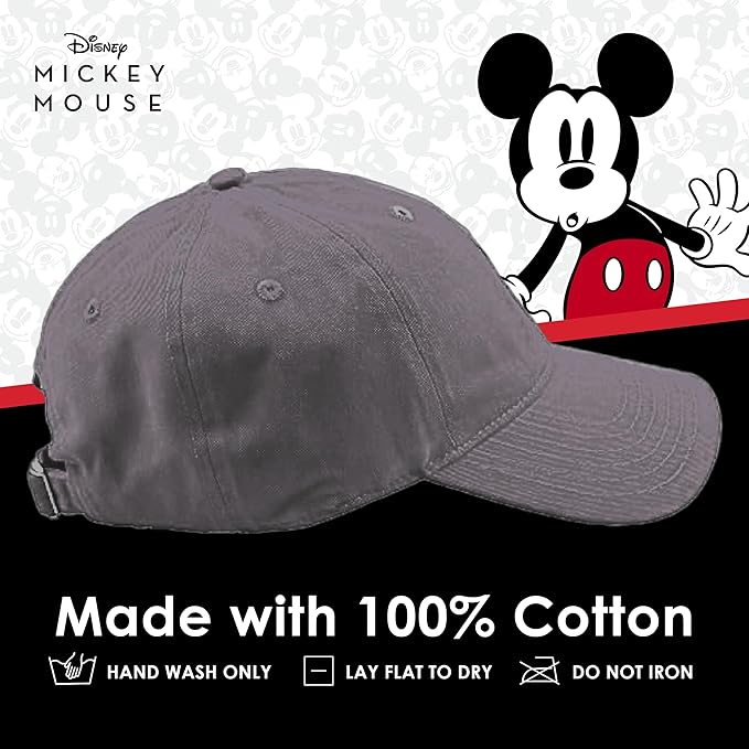 Disney Mickey Mouse Embroidered Cotton Adjustable Dad Hat with Curved Brim