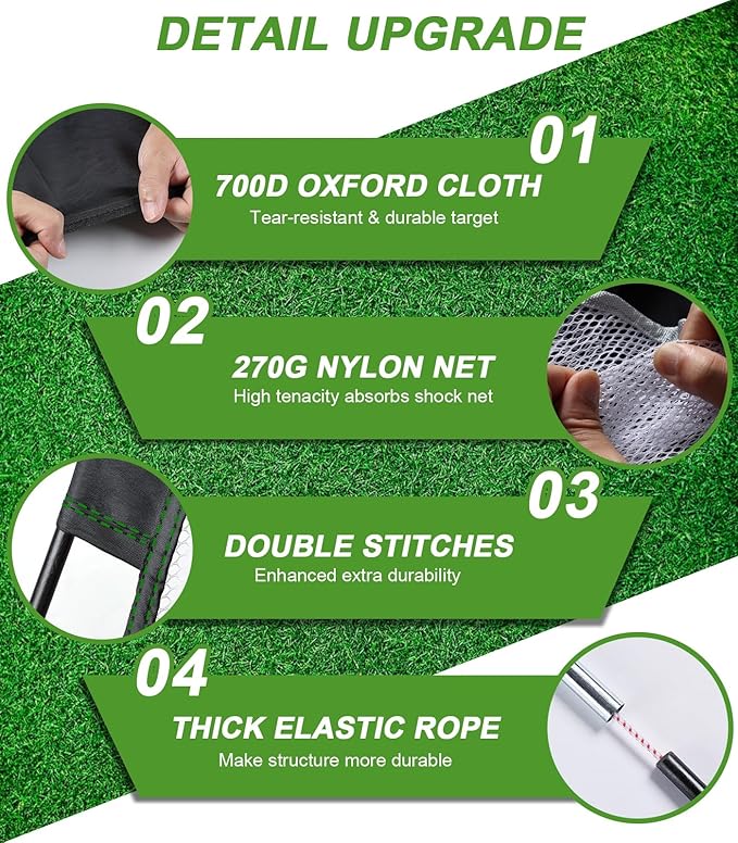 Golf Net, 10x7FT Golf Practice Net with Tri-Turf Mat for Outdoor Indoor, All-in-One Hitting Aid Nets for Backyard Training Driving Chipping Swing, Gifts for Men/Him/Dad/Golfer