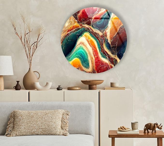 My Photostation.com 24'' Diameter Colorful Marble Swirl Round Wall Art Abstract - Image 2
