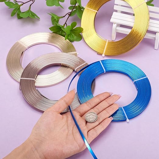 Fashewelry 32.8Ft 5mm Aluminum Flat Wire Gold Bendable Metal Craft Wire Strip - Image 4