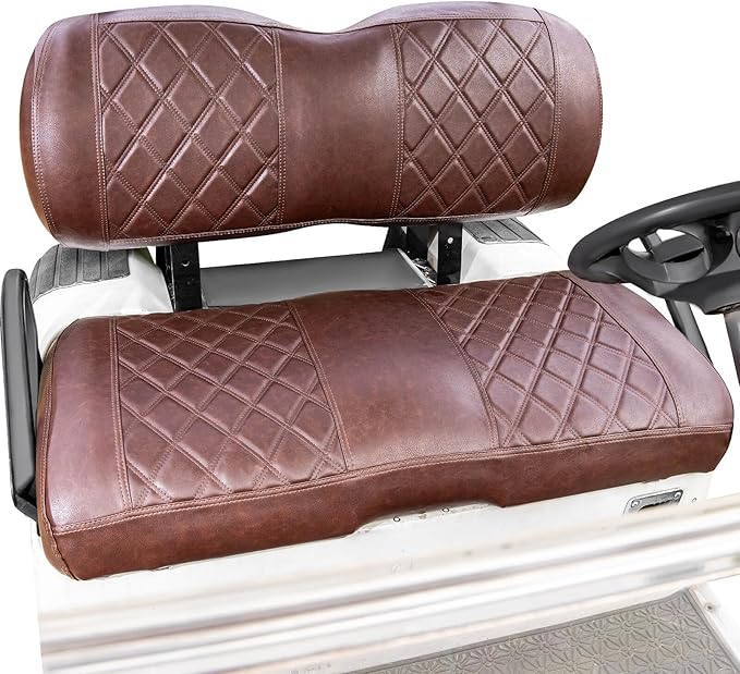 NOKINS Golf Cart Seat Covers Fit EZGO TXT RXV Freedom Liberty Express Premium Front Seat Cushion, Golf Cart Accessories Replacement Premium Front Seat Covers, No Stapler (Brown&Brown 8438)
