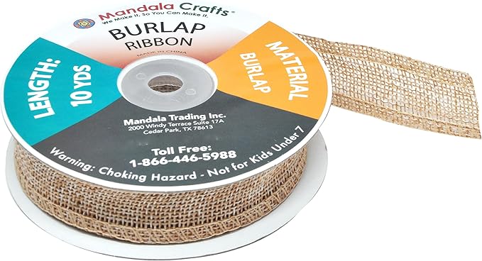 Mandala Crafts Natural Burlap Ribbon 1 Inch Wide Jute Ribbons - Image 4