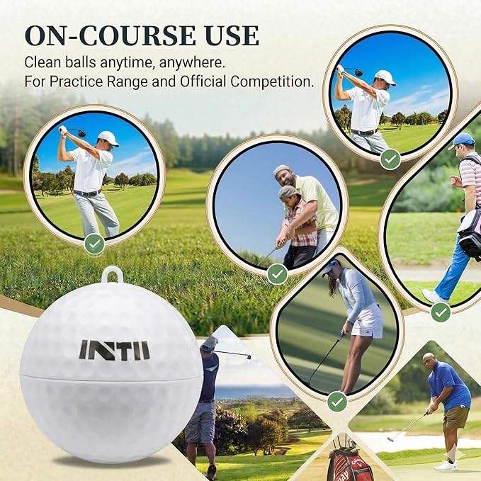 Upgrade Portable Golf Ball Cleaner More Lightweight, Home Golf Ball Washer for Bag, with Replaceable Sponges, Clip-On Design, Premium Golf Accessories Gift