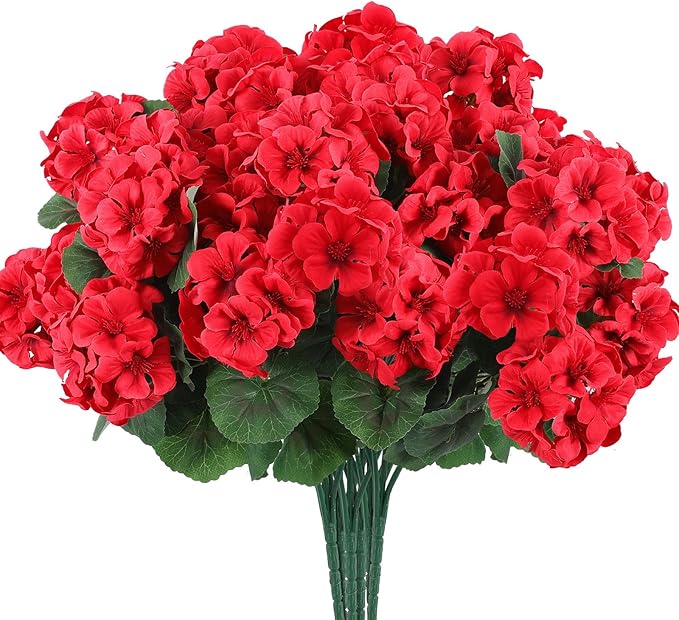 Hananona 6 Pcs Artificial Geranium Flowers - Image 2