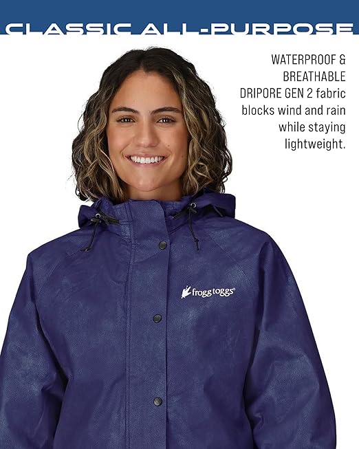 FROGG TOGGS Women's Classic All-Purpose Waterproof Breathable Rain Suit, Purple and Black, Small