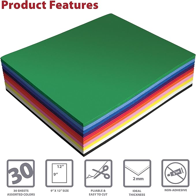 Better Office Products 30 Pack EVA Foam Sheets, 9 x 12 Inch, 2mm Thick - Image 3
