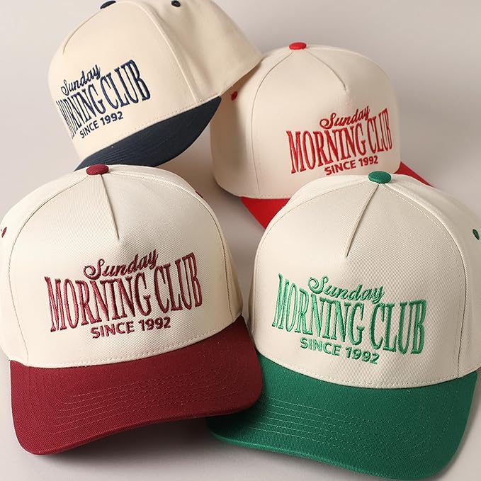 MIRMARU Two-Tone Vintage Canvas Trucker Hats for Men & Women, Adjustable Size Baseball Caps with Trendy Embroidered Design