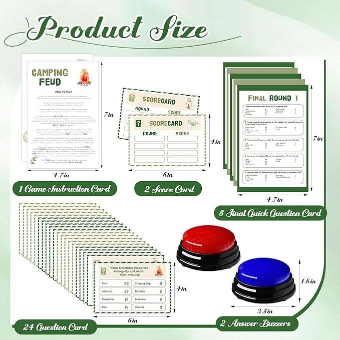 30 Pcs Camping Friendly Feud Game Set Camping Party Game Trivia Quiz - Image 2