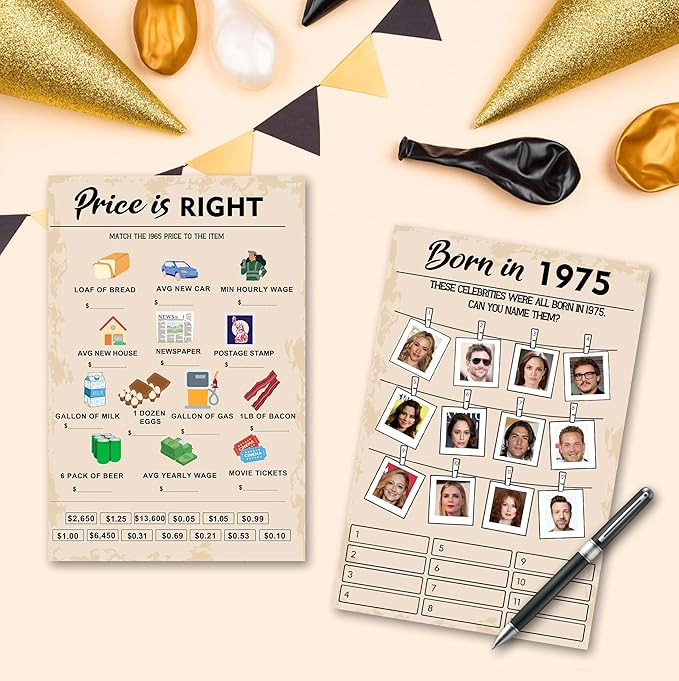 50th Birthday Party Games, Born in 1975 Games Bundle, Birthday Party Supplies - Image 5