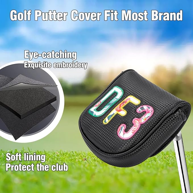 Golf Club Covers White Lucky Clover Golf Head Covers Driver Covers Fariway Wood Headcover Hybrid Covers Leather Golf Headcover with Number Tag for All Brand