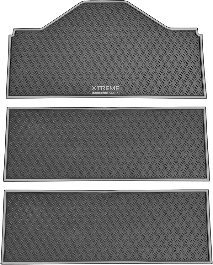 Xtreme MATS Evolution D5 Golf Cart Floor Mat Set - Rubber Double Diamond Design - Fits DMAX, D5, 2+2, 4F, 6F, Including Evolution Maverick and Ranger Trims